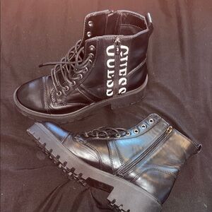 Guess Black Lace-Up Boots